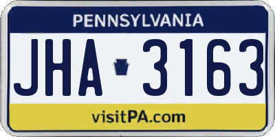 PA license plate JHA3163