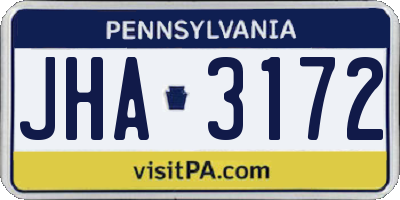 PA license plate JHA3172