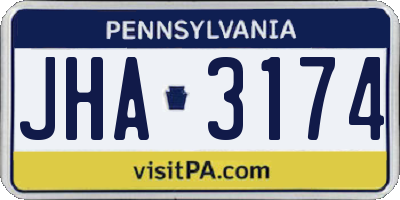 PA license plate JHA3174