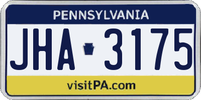 PA license plate JHA3175