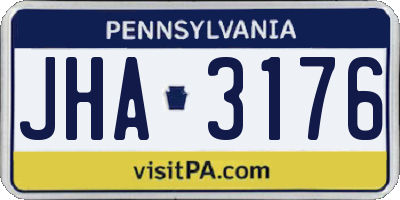 PA license plate JHA3176