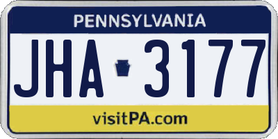PA license plate JHA3177
