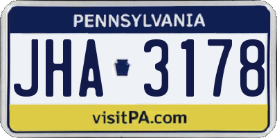 PA license plate JHA3178