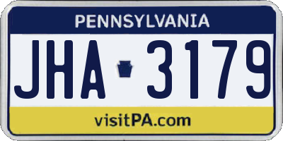PA license plate JHA3179