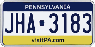PA license plate JHA3183