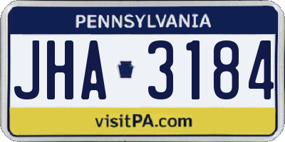 PA license plate JHA3184