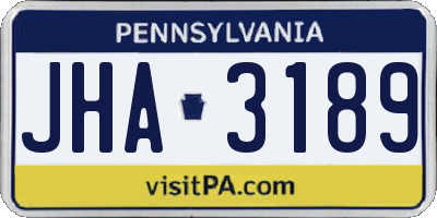 PA license plate JHA3189