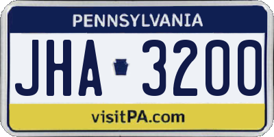 PA license plate JHA3200