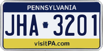 PA license plate JHA3201