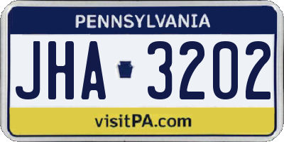 PA license plate JHA3202