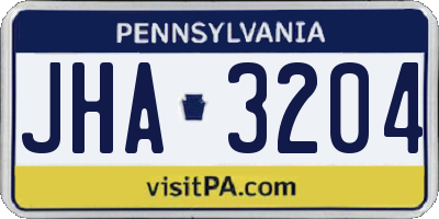 PA license plate JHA3204