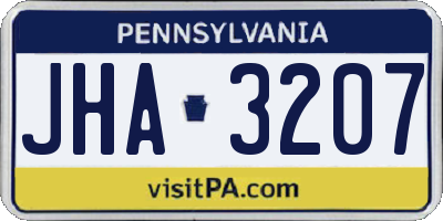 PA license plate JHA3207