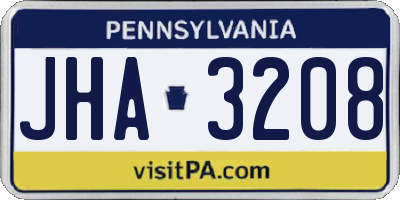 PA license plate JHA3208