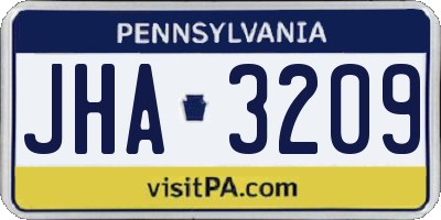 PA license plate JHA3209