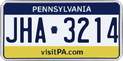 PA license plate JHA3214