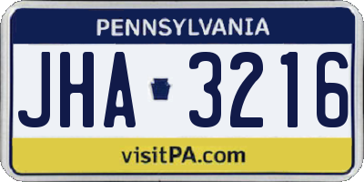 PA license plate JHA3216