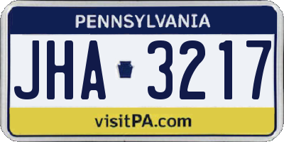 PA license plate JHA3217