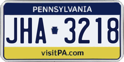 PA license plate JHA3218