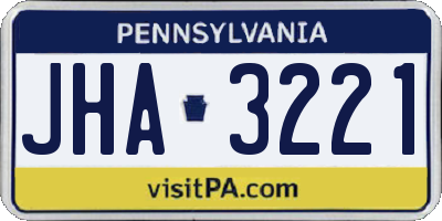 PA license plate JHA3221