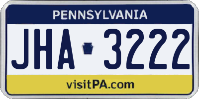 PA license plate JHA3222