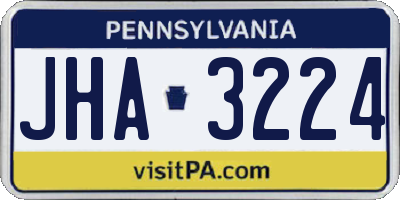 PA license plate JHA3224
