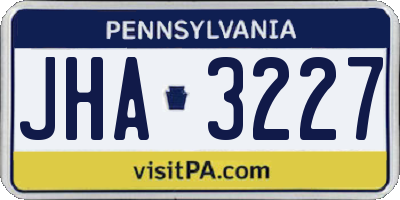 PA license plate JHA3227