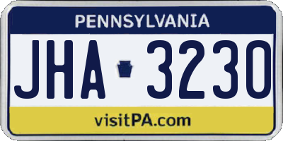 PA license plate JHA3230