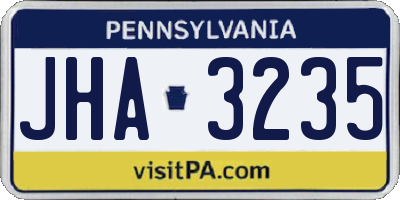 PA license plate JHA3235