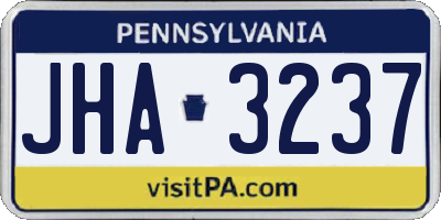 PA license plate JHA3237