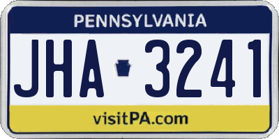 PA license plate JHA3241