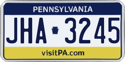 PA license plate JHA3245