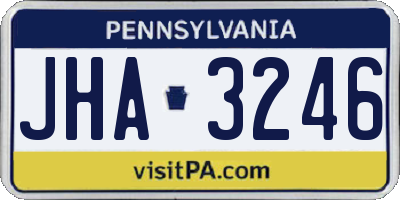 PA license plate JHA3246