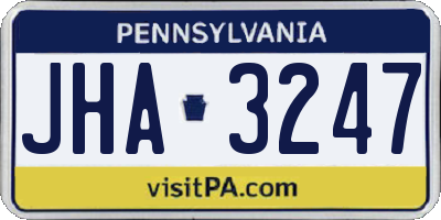 PA license plate JHA3247