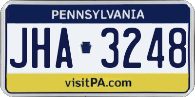 PA license plate JHA3248