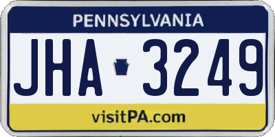 PA license plate JHA3249