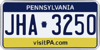 PA license plate JHA3250
