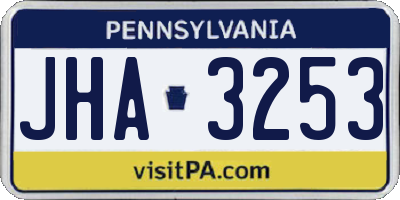 PA license plate JHA3253