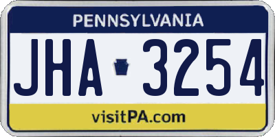PA license plate JHA3254