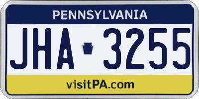 PA license plate JHA3255