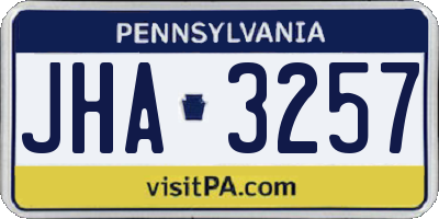PA license plate JHA3257