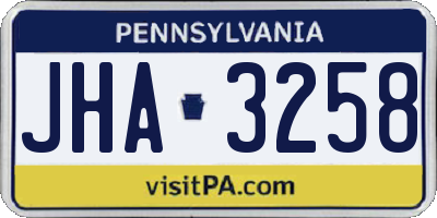 PA license plate JHA3258