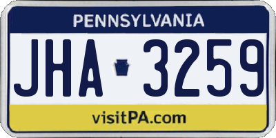 PA license plate JHA3259