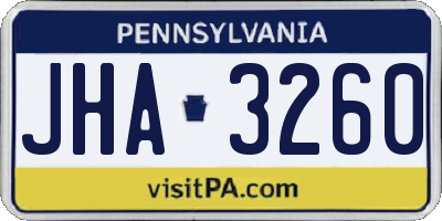 PA license plate JHA3260