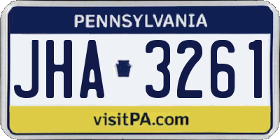 PA license plate JHA3261