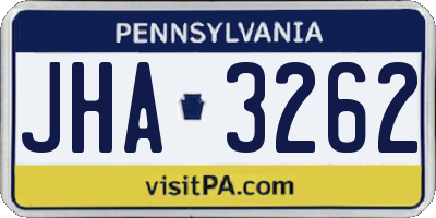 PA license plate JHA3262