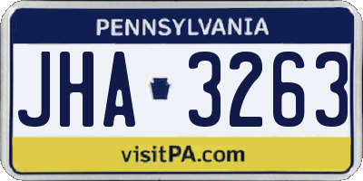 PA license plate JHA3263
