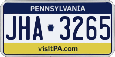 PA license plate JHA3265