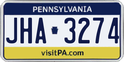 PA license plate JHA3274