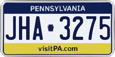 PA license plate JHA3275
