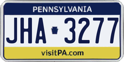 PA license plate JHA3277